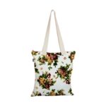 Tote Bag With Zip & Inner Pocket - Maroon/Green Flower (Big)