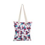 Tote Bag With Zip & Inner Pocket - Red/Green Flower (Small)