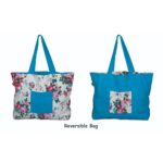 Reversible Horizontal Tote Bag - Red/Green/Blue Flower