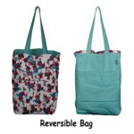Reversible Vertical Tote Bag - Red/Green Flower (Small)